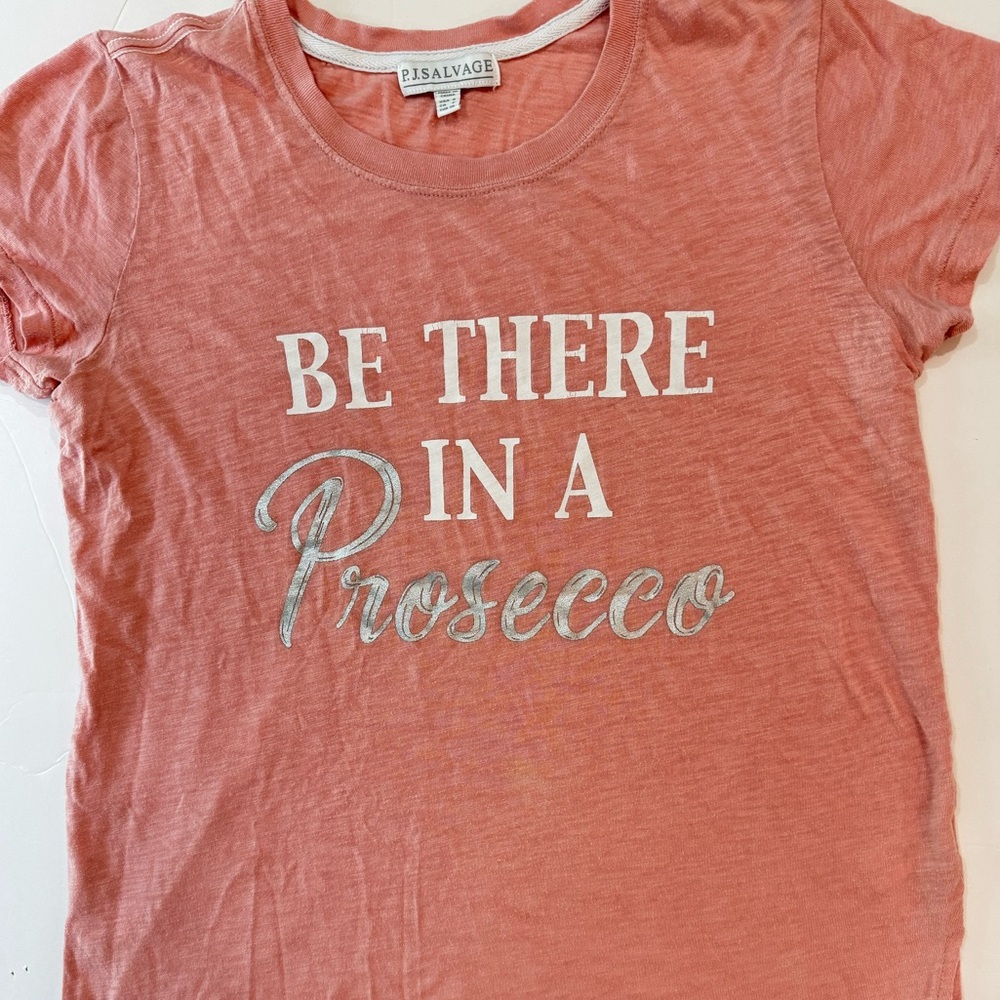 PJ Salvage Be There in a Prosecco Graphic Lounge Tee Pink Size S